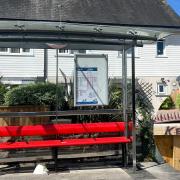 A bus shelter has built installed outside Lynne's house on Wimborne Road.