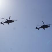 Two Black Cats helicopters flew over the opening ceremony.