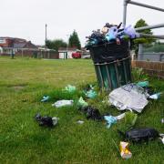 Overflowing bins in Wallisdown recreation ground