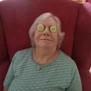 Relaxation Day featured head massages and face masks complete with cucumber slices to soothe the eyes. Pictured is Daphne Simpson, a resident at Brook View in West Moors.