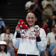 Handout photo provided by ParalympicsGB of Great Britain's Alice Tai receiving the silver medal for the Women's 400m Freestyle S8 Final during day seven of the Paris 2024 Summer Paralympic Games. Picture date: Wednesday September 4, 2024.