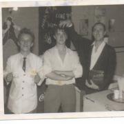 Zoot (middle) with owner of The Downstairs Club, Jerry Stooks (right), and a club helper (left).