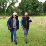 Elaine Spencer-White, farm manager at Bere Marsh Farm with MP Simon Hoare