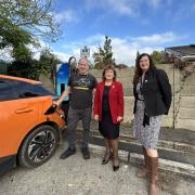 L-R Cllr Nick Ireland (leader of Dorset Council), Cllr Rita Burke (chair of West Moors Town Council), Judi Weedon (West Moors town clerk)