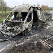 Van fire in Blandford