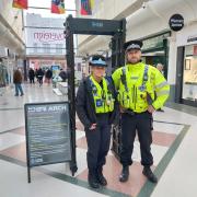 Police with the knife arch at Sovereign Centre on Thursday, November 14