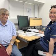 One of the first patient participants for the trial, Dennis, with senior research nurse, Debbie Branney