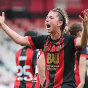 Molly Barron-Clark celebrating her goal vs Swindon Town