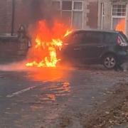 Renault Scenic on fire in Swanage