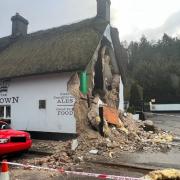 The collapsed pub wall