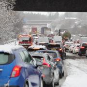 Traffic at a standstill in bad weather conditions on the M80 near Castlecary (Steve Welsh/PA)