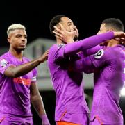 Matheus Cunha (centre) netted a brace as Wolves saw off Fulham (Zac Goodwin/PA)