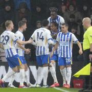 Joao Pedro celebrates scoring in Brighton’s 2-1 win at Bournemouth (Andrew Matthews/PA)