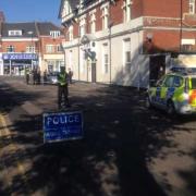 Other side of cordon at entrance to Hawkwood Road car park