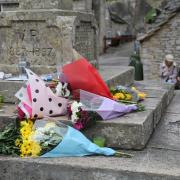 Floral tributes in the village of Corfe Castle