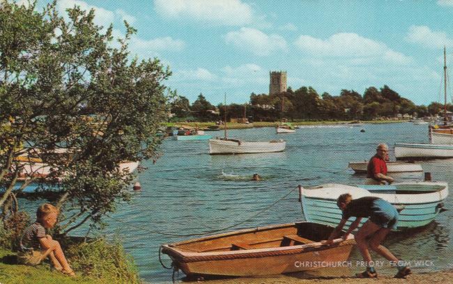 Postcard of Christchurch Priory from Wick. Submitted by Norman Wilkins