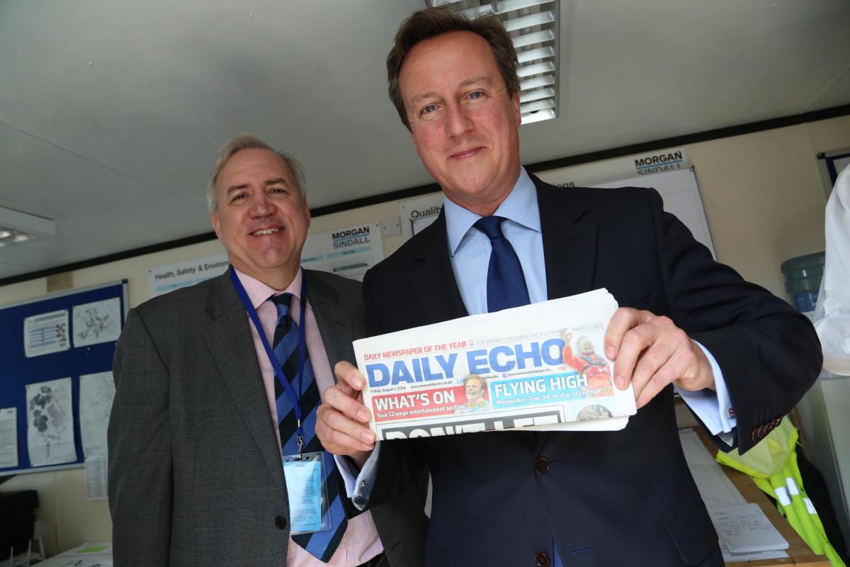 Prime Minister David Cameron and Chancellor George Osborne visit the Royal Marines base in Poole on Friday August 1, 2014