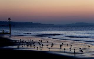 Sunrise on Bournemouth beach