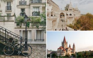 (left clockwise) Paris, Budapest, Vienna. Credit: Canva