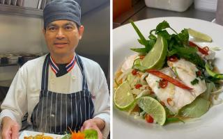 Saroj Watmanee of Britannia Thai in Brockenhurst and some of his food