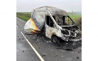 Van carrying fireworks explodes near golf club, closing road