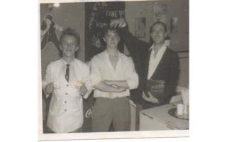 Zoot (middle) with owner of The Downstairs Club, Jerry Stooks (right), and a club helper (left).