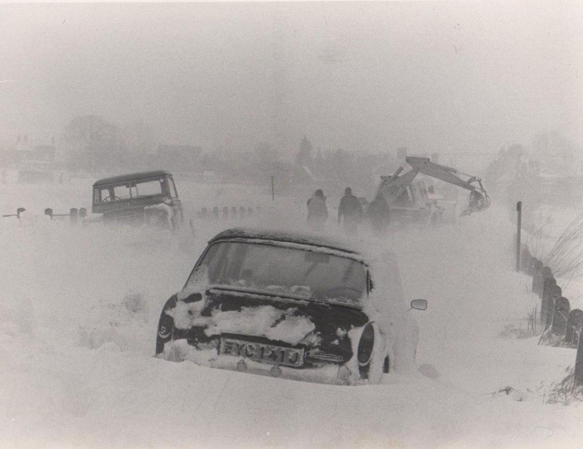 South Causeway between Stoborough and Wareham, looking towards Wareham. This was the main road to Corfe Castle and Swanage as the bypass had not been built by then. Feb 1978. Picture: Wareham Museum.