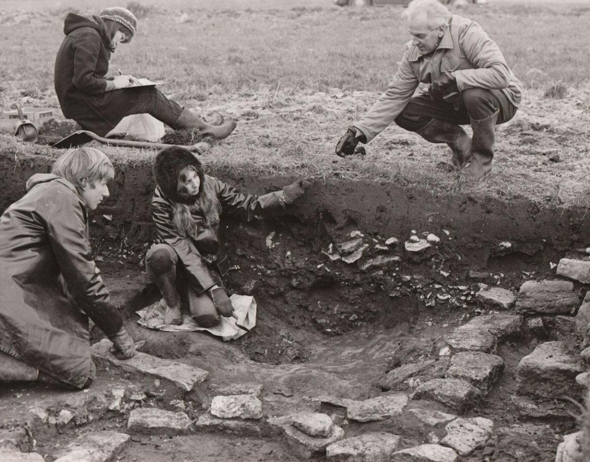 In 1969 Southampton University students Anne Read, Ruth Morris and Nigel Sunter work on Roman oven remains at Norden. The dig was started two years earlier by archaeologist, Anthony Brown, right. Picture: Arthur Grant