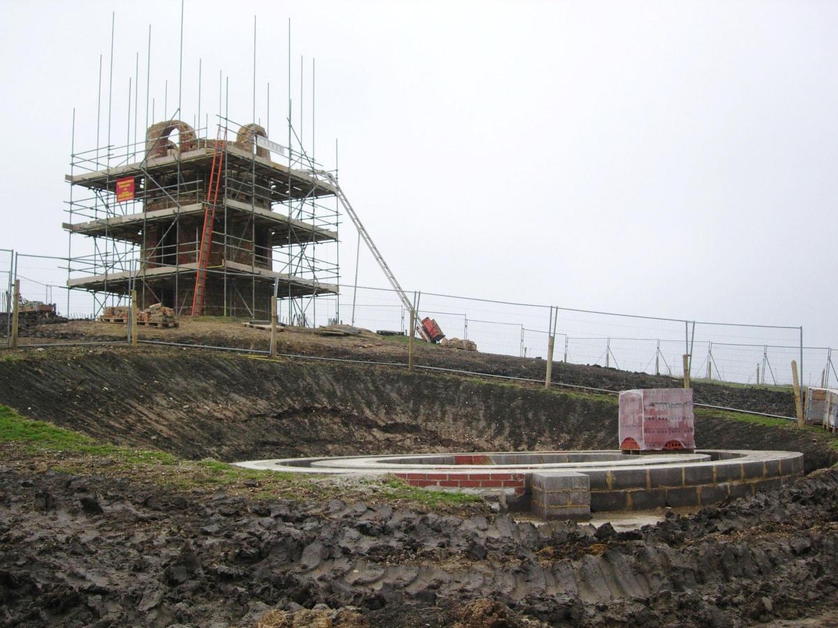 Pictures of Clavell Tower before and after it was rebuilt at Kimmeridge 