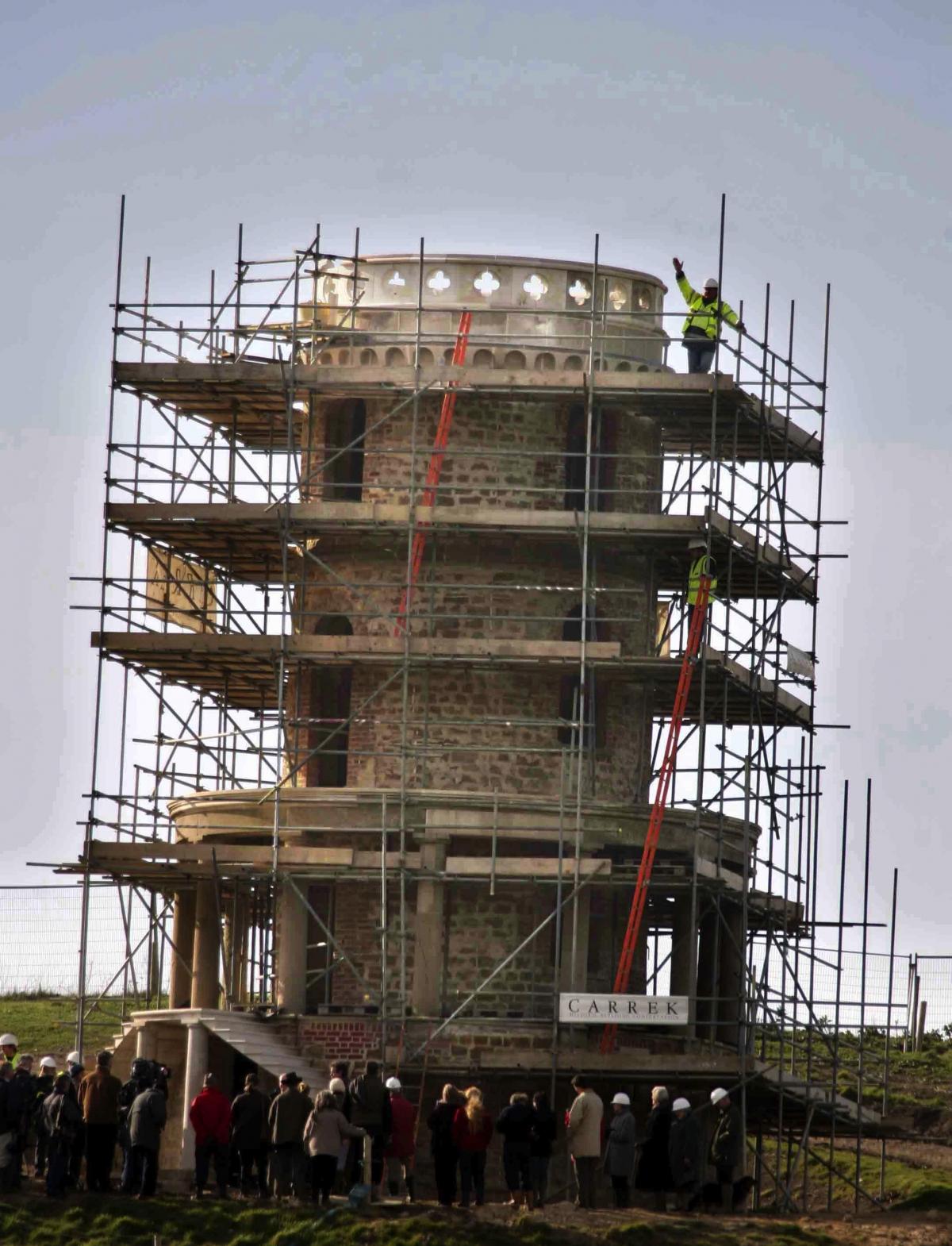 Pictures of Clavell Tower before and after it was rebuilt at Kimmeridge 