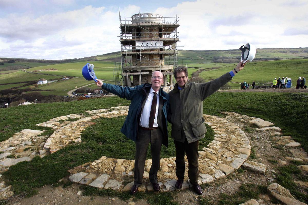 Pictures of Clavell Tower before and after it was rebuilt at Kimmeridge 