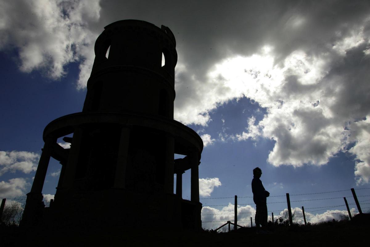 Pictures of Clavell Tower before and after it was rebuilt at Kimmeridge 