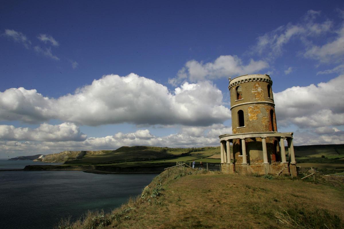 Pictures of Clavell Tower before and after it was rebuilt at Kimmeridge 