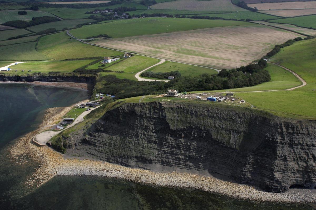 Pictures of Clavell Tower before and after it was rebuilt at Kimmeridge 