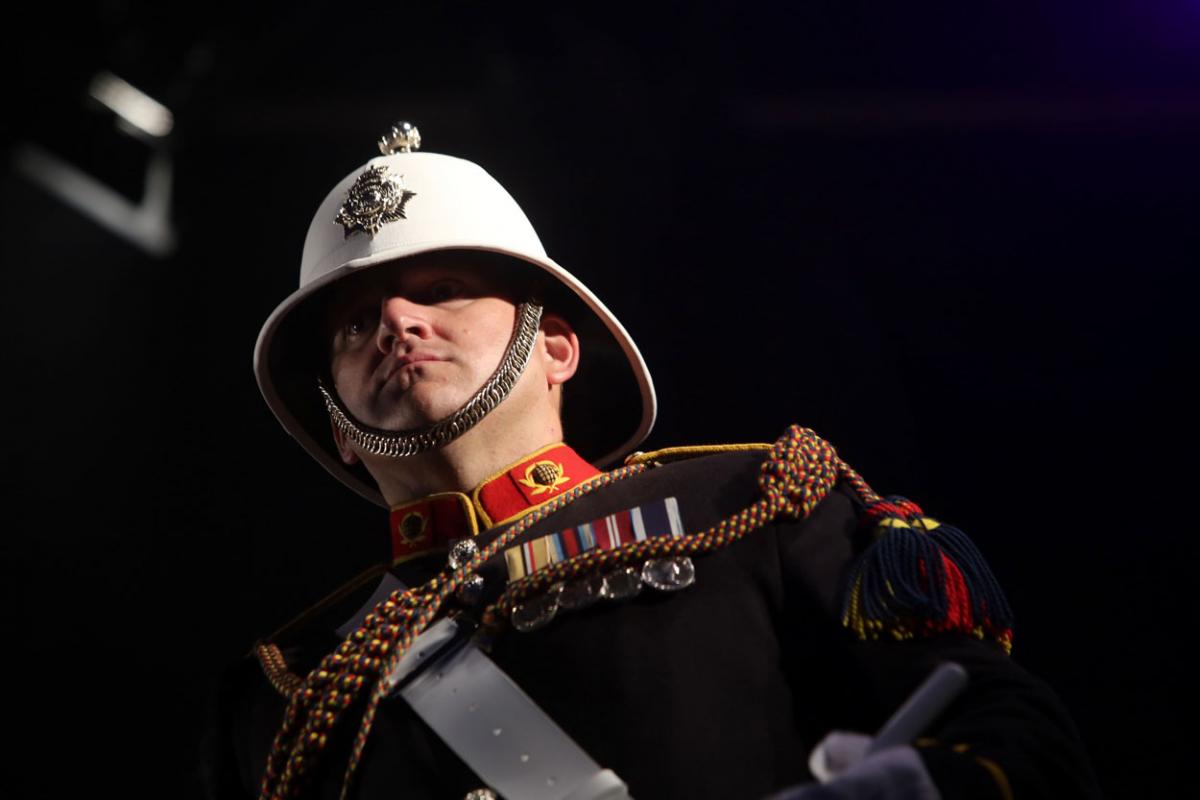 The HM Royal Marine's Band Collingwood perform at Boscombe Pier as part of the Night Air for Bournemouth Air Festival. 
