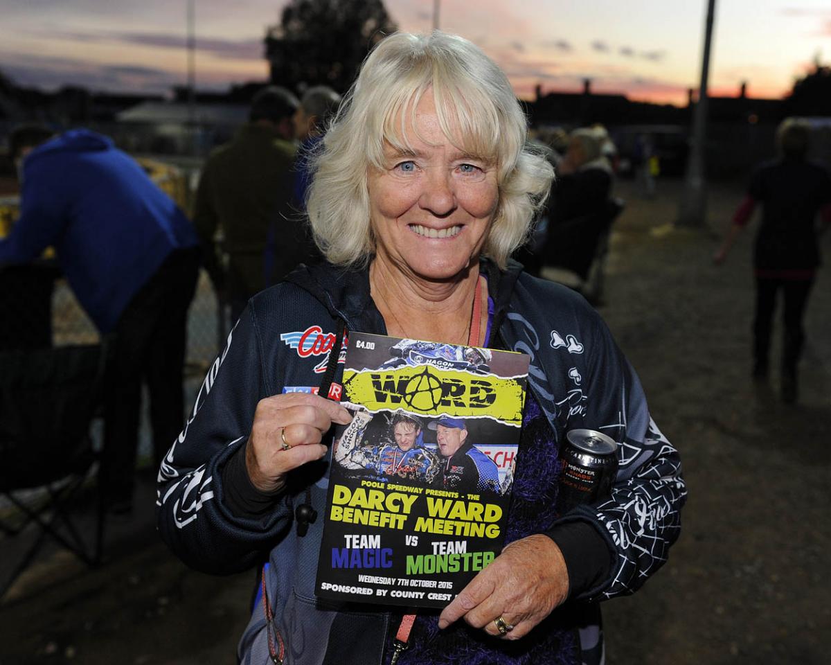 Fellow riders and speedway fans gather to support Darcy Ward at his benefit speedway  meeting  Team Magic v Team Monster at Poole Stadium 7th October 2015. Picturse by Denis Murphy