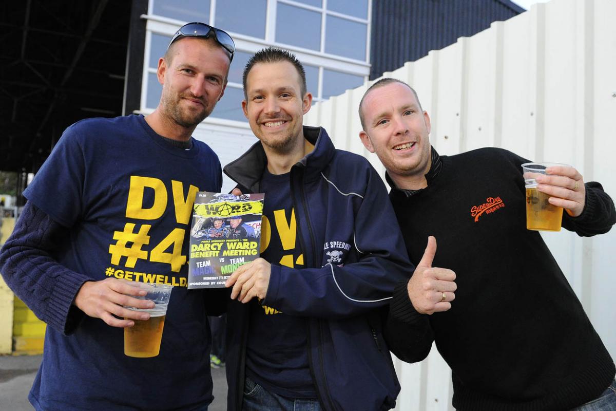 Fellow riders and speedway fans gather to support Darcy Ward at his benefit speedway  meeting  Team Magic v Team Monster at Poole Stadium 7th October 2015. Picturse by Denis Murphy