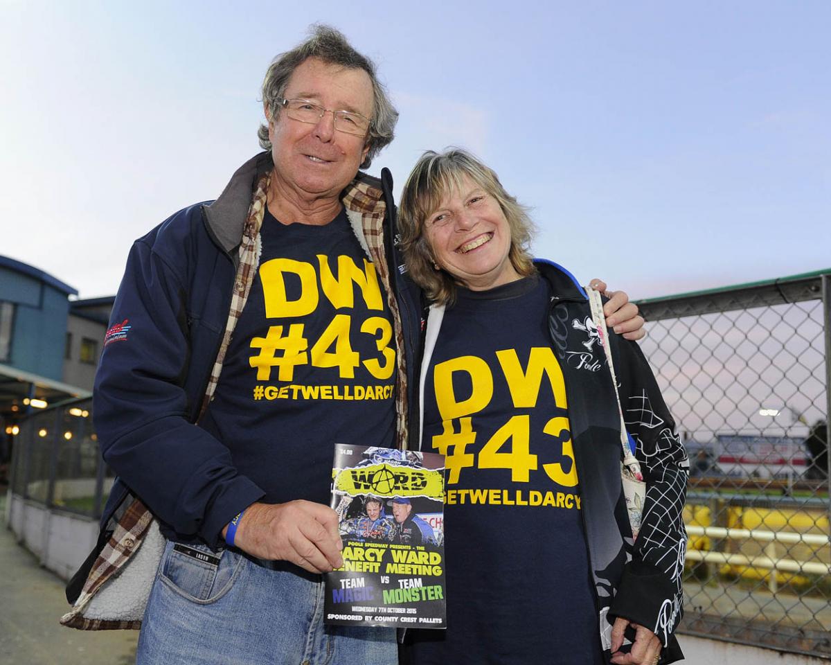 Fellow riders and speedway fans gather to support Darcy Ward at his benefit speedway  meeting  Team Magic v Team Monster at Poole Stadium 7th October 2015. Picturse by Denis Murphy