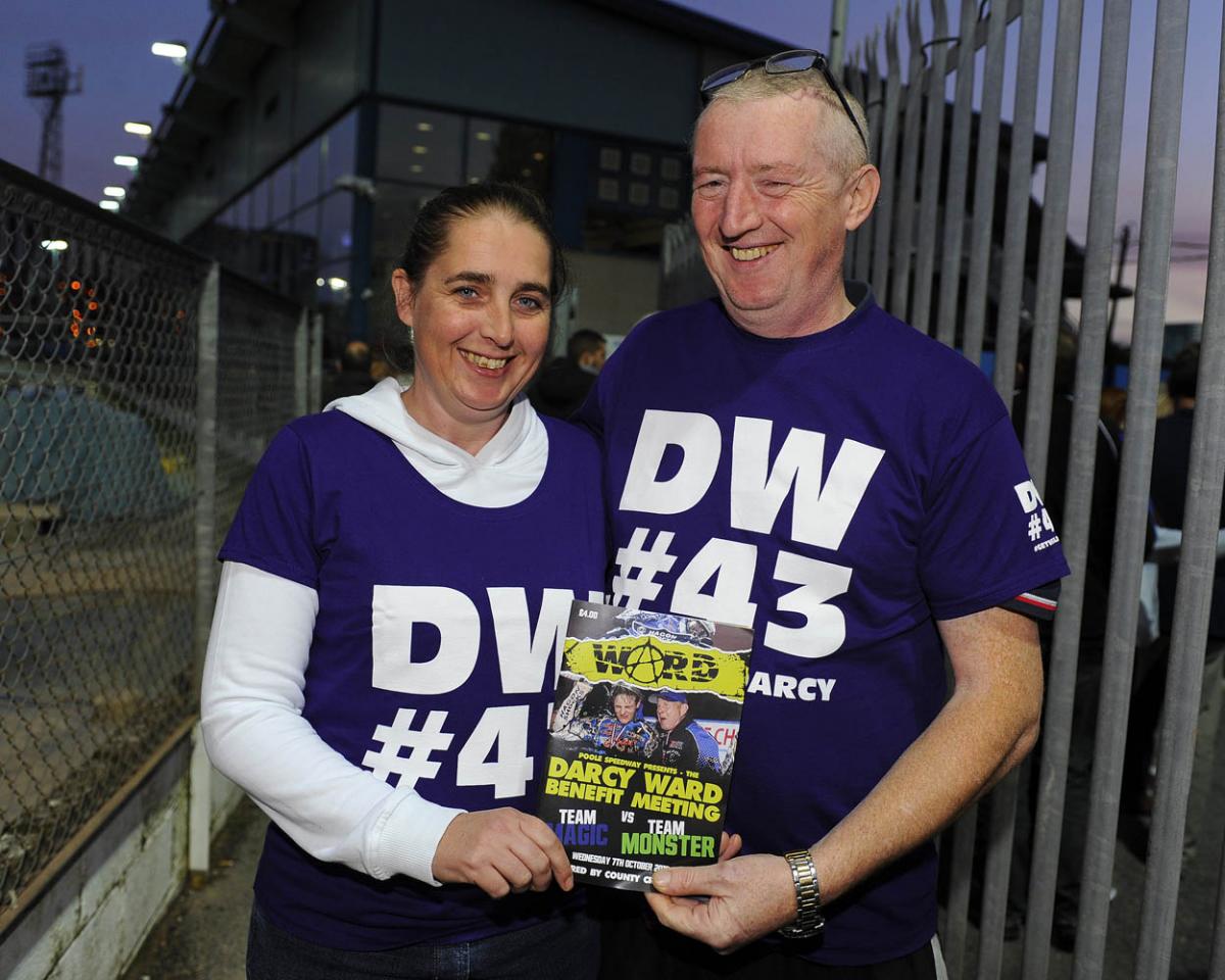 Fellow riders and speedway fans gather to support Darcy Ward at his benefit speedway  meeting  Team Magic v Team Monster at Poole Stadium 7th October 2015. Picturse by Denis Murphy